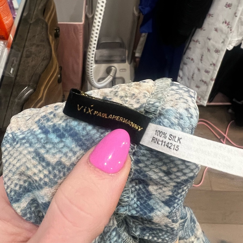 Vix Blue Snakeskin Silk Dress/ swim cover-up with Tan Tones bought on Revolve - Picture 2 of 3